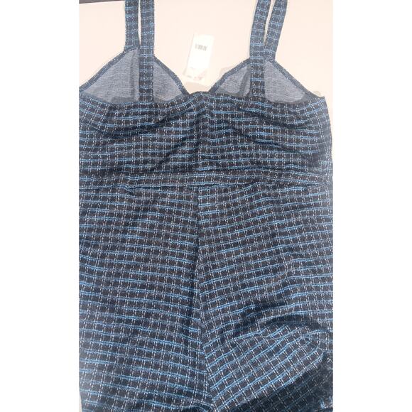 ASOS DESIGN Curve Size 18 Tweed Jumpsuit Blue Pearl Buttons NWT Inseam 32 Inches - Picture 8 of 9